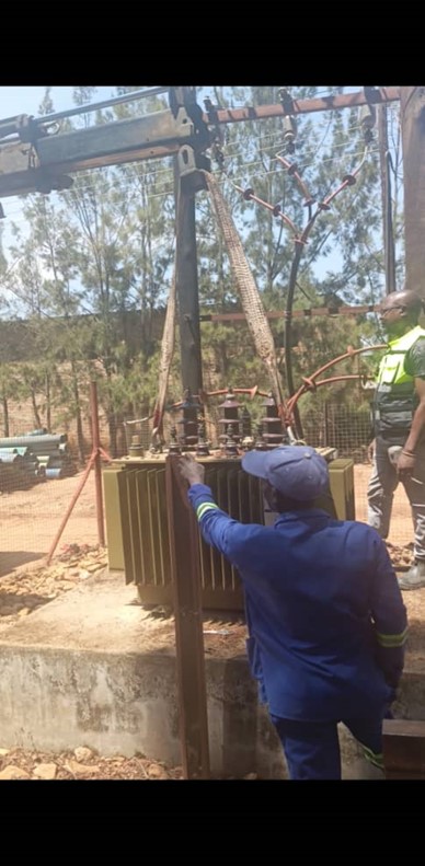 Loading 200KVA Transformer to be installed at Pump Station 2